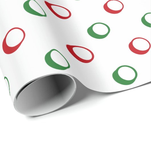 Moderne witte rode groene polka stippen schattige cadeaupapier (Rol Hoek)