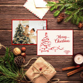 Moderne witte rode kerstkaart foto