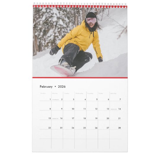 Moderne witte rode kerstkalender kalender (Feb 2026)