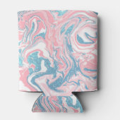 Moderne witte roze blauwe glitter marmer blikjeskoeler (Achterkant)