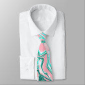 Moderne witte roze Blauwgroen groene glitter marme Stropdas (Gebonden)