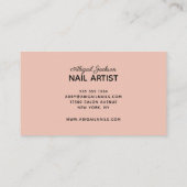 Moderne witte roze marmer gouden nagels op naam visitekaartje (Achterkant)