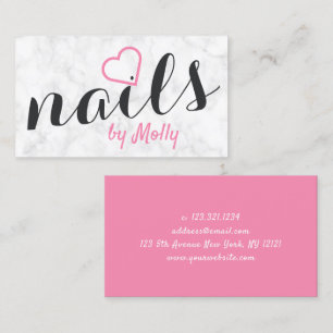 Moderne witte roze roze zwarte nagels visitekaartje
