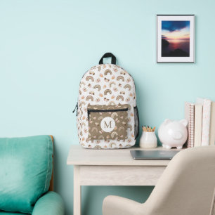 Moderne witte &roze vlinders regenboog monogram bedrukte rugzak