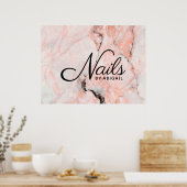 Moderne witte rozen goudmarmer met "naam" poster (Keuken)