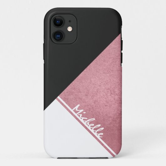 Moderne witte rozenzwarte driehoek Case-Mate iPhone case (Achterkant)