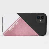 Moderne witte rozenzwarte driehoek Case-Mate iPhone case (Achterkant (horizontaal))