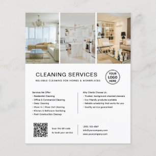 Moderne witte schoonmaakdiensten QR-bedrijf Flyer
