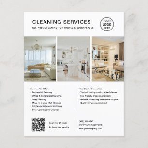 Moderne witte schoonmaakdiensten QR-bedrijf Flyer