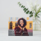 moderne witte script bedankkaart afstuderen briefkaart (Staand voorkant)