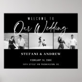 Moderne witte script foto elegante trouwposter poster (Voorkant)