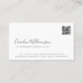 Moderne witte script foto QR-code minimale trendy Visitekaartje (Voorkant)