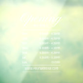 Moderne witte script openingstijden raamsticker (Vel 3)