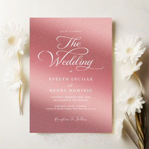 Moderne witte script typografie roze gouden bruilo kaart