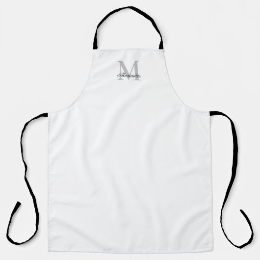 Moderne witte sjabloon, grijs zwart script schort (Voorkant)