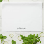 Moderne witte sjabloon, zwart script theedoek (Gevouwen)
