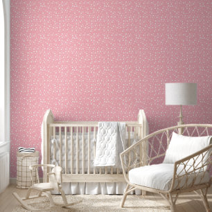 Moderne witte stippen op roze voor meisjeskamer behang