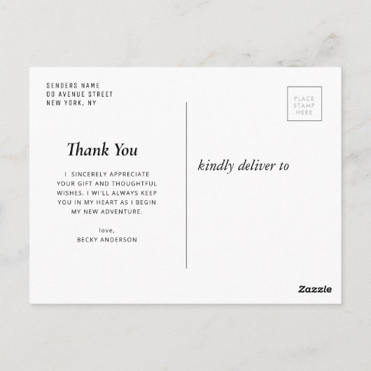 Moderne witte tekst foto afstuderen dank u briefkaart (Achterkant)