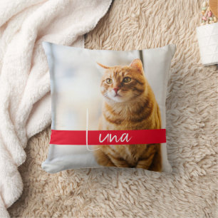 Moderne witte tekst naam Cat Memorial Kussen