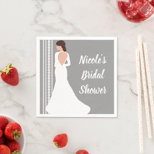 Moderne witte trouwjurk & parels bruidsmeisjesfees servet (Insitu)