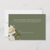 Moderne witte tuinen op Sage Sparkle bruiloft Bedankkaart (Achterkant)