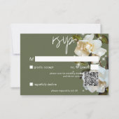 Moderne witte tuinen op Sage Sparkle QR Code RSVP Kaartje (Voorkant)