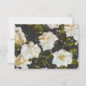 Moderne witte tuinen op zwarte sprankeling QR-code RSVP Kaartje (Achterkant)