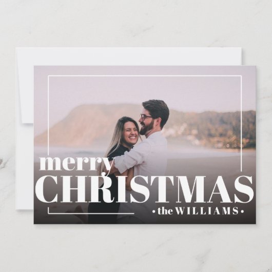 Moderne witte typografie Kerstmis foto Kaart (Voorkant)