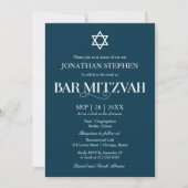 Moderne witte typografie op blauwe Bar Mitzvah Kaart (Voorkant)