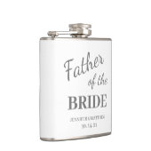 Moderne Witte Vader van de Bride Naam Wedding Heupfles (Rechts)