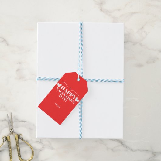 Moderne Witte Valentijnsharten Cadeaulabel (Met Touw)