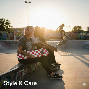 Moderne witte vierkanten op kerstrood skateboard
