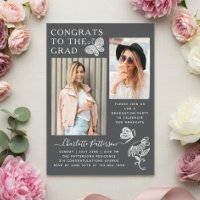 Moderne witte vlinderfoto met grijze achtergrond a