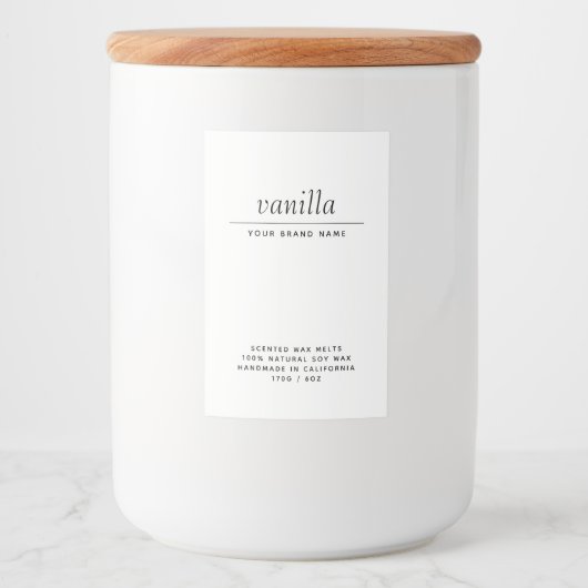 Moderne witte was smelt verpakkingslabel voedselcontainer etiket (Voorkant)