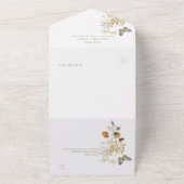 Moderne witte wilde bloem, Bouquet QR-code All In One Uitnodiging (Buitenkant)