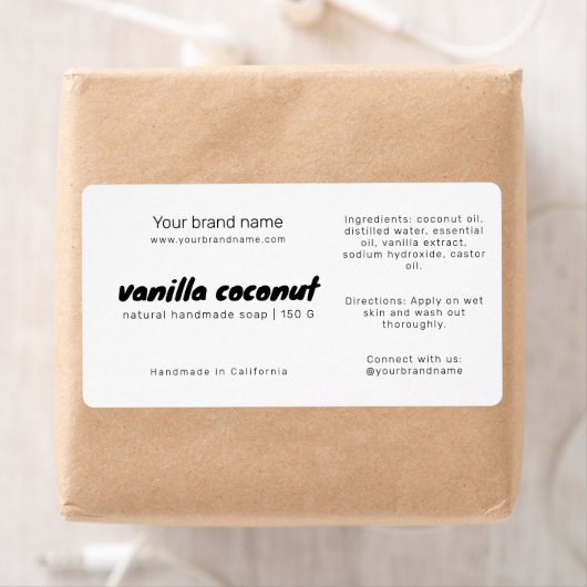 Moderne witte zeep verpakking ingrediënten label (Insitu)