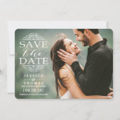 Moderne witte zirls | Aangepaste foto slaat de dat Save The Date (Voorkant)