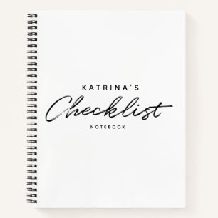 Moderne witte zwarte eenvoudige checklist notitieboek