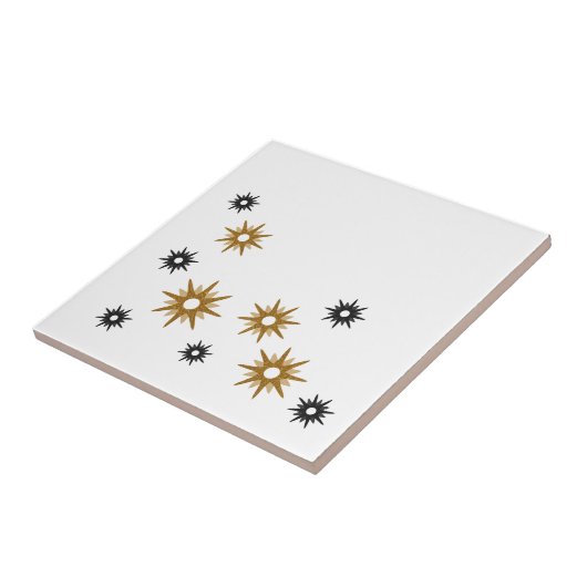 Moderne, witte, zwarte en goudvormig design tegeltje (Zijkant)