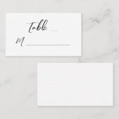 Moderne witte zwarte hand geletterde bruiloft plaatskaartje (Voorkant / Achterkant)