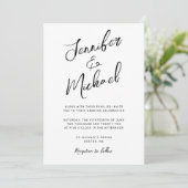 Moderne witte zwarte hand geletterde script bruilo kaart (Staand voorkant)