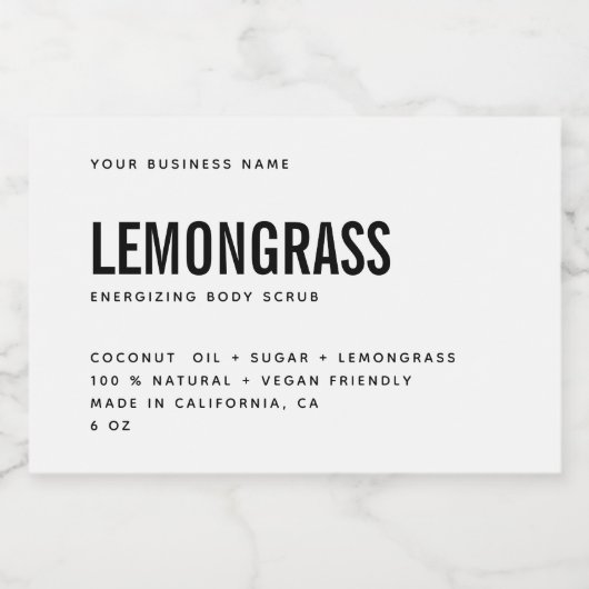 Moderne witte zwarte rommel waslabel voedselcontainer etiket (Enkel label)