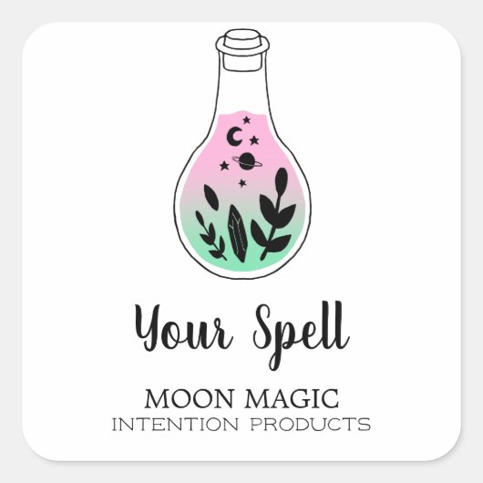 Moderne wittekoolvis en neonspell jar vierkante sticker (Voorkant)
