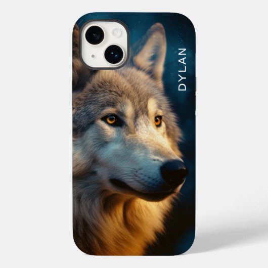 Moderne Wolf Close-up gepersonaliseerd Case-Mate iPhone Case (Achterkant)