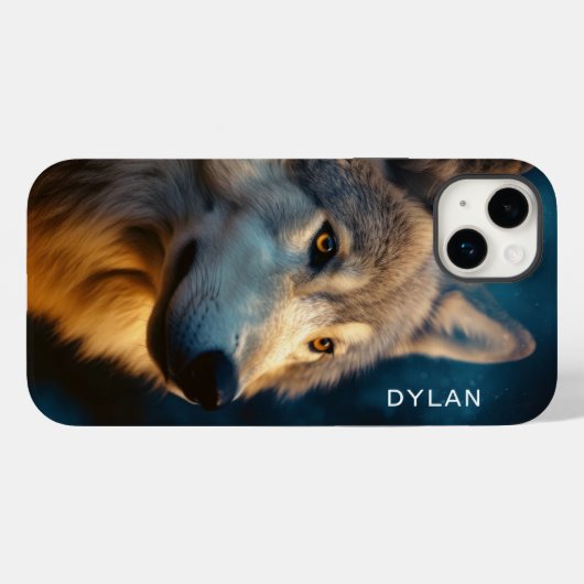 Moderne Wolf Close-up gepersonaliseerd Case-Mate iPhone Case (Achterkant (horizontaal))
