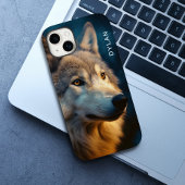 Moderne Wolf Close-up gepersonaliseerd Case-Mate iPhone Case