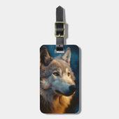 Moderne Wolf Sunrise Bagagelabel (Voorkant verticaal)