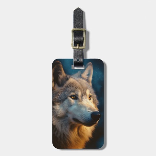 Moderne Wolf Sunrise Bagagelabel (Voorkant verticaal)