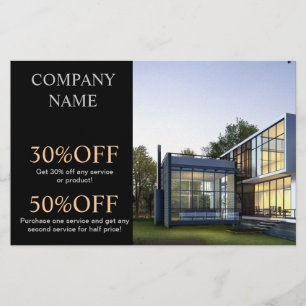 Moderne woningbouwer onroerend goed flyer