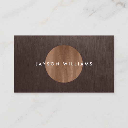 Moderne Woodgrain Circle Interieur Designer Visitekaartje (Voorkant)